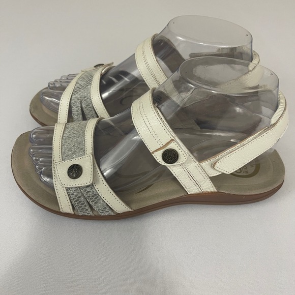 Abeo Brinna White Leather Adjustable Strap Walking Sandals Comfort Shoes 6.5 - Picture 3 of 11